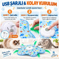 İnteraktif Kedi Oyuncağı - Otomatik Hareketli Tüy Saklambaç Oyun Matı